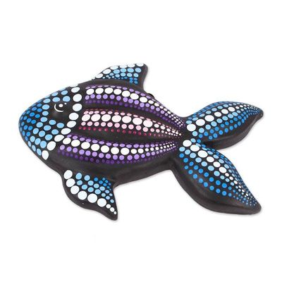 Alternate image for Hand-Painted Ceramic Fish Wall Art from Mexico Black Fish