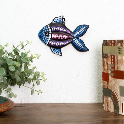Alternate image for Hand-Painted Ceramic Fish Wall Art from Mexico Black Fish