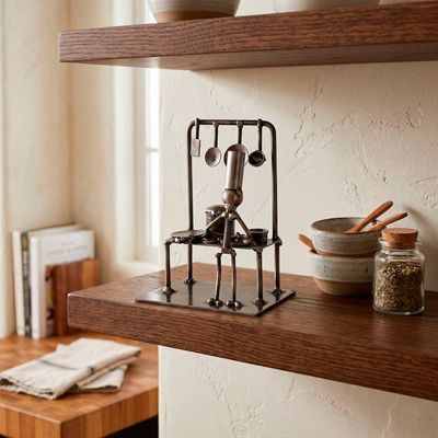 Alternate image for Recycled Metal Figurine of a Chef Cooking with Pots and Pans Charming Chef