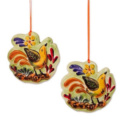 Alternate image for Colorful Ceramic Bird Ornament Pair from Mexico Colorful Birdsong