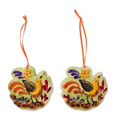 Alternate image for Colorful Ceramic Bird Ornament Pair from Mexico Colorful Birdsong