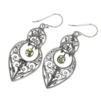 Alternate image for Artisan Crafted Peridot on Sterling Silver Hook Earrings Majapahit Glory