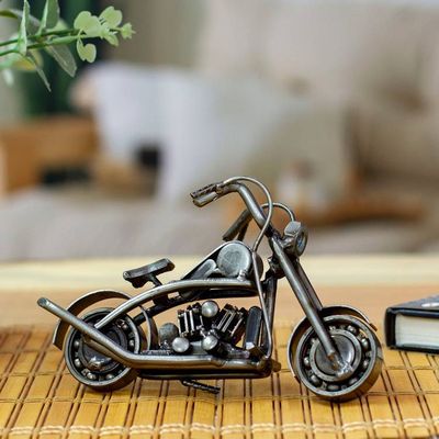 Alternate image for Motorcycle-Themed Eco-Friendly Recycled Metal Sculpture Vintage Motorbike