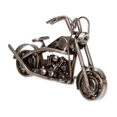 Alternate image for Motorcycle-Themed Eco-Friendly Recycled Metal Sculpture Vintage Motorbike