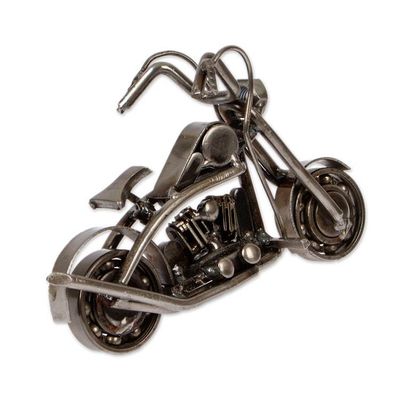 Alternate image for Motorcycle-Themed Eco-Friendly Recycled Metal Sculpture Vintage Motorbike