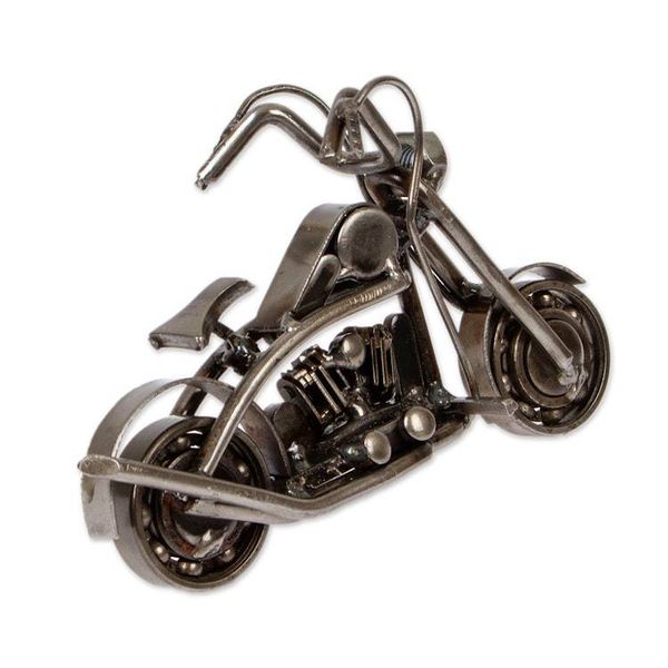 Alternate image for Motorcycle-Themed Eco-Friendly Recycled Metal Sculpture Vintage Motorbike