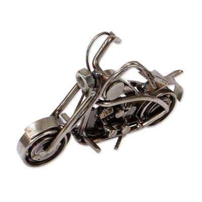Alternate image for Motorcycle-Themed Eco-Friendly Recycled Metal Sculpture Vintage Motorbike