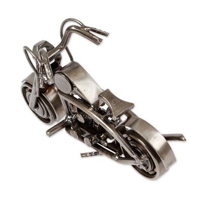 Alternate image for Motorcycle-Themed Eco-Friendly Recycled Metal Sculpture Vintage Motorbike