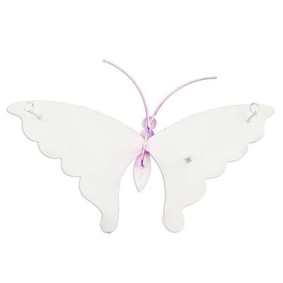 Alternate image for Fuchsia Butterfly-themed Steel Wall Art Handmade in Mexico Aztec Butterfly in Fuchsia