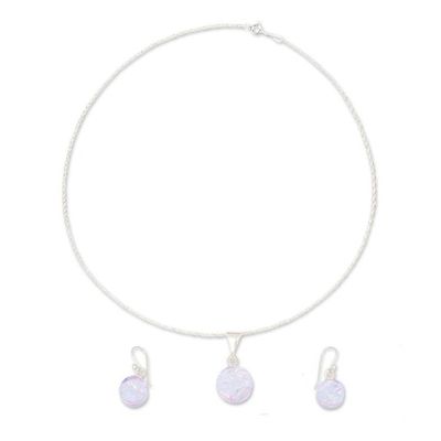 Alternate image for Round Wisteria Dichroic Art Glass Jewelry Set from Mexico Wisteria World