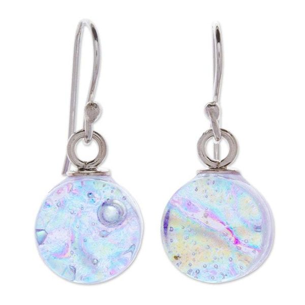 Alternate image for Round Wisteria Dichroic Art Glass Jewelry Set from Mexico Wisteria World