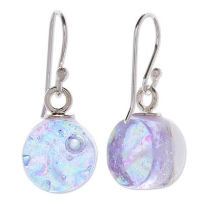 Alternate image for Round Wisteria Dichroic Art Glass Jewelry Set from Mexico Wisteria World