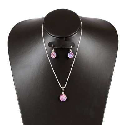 Alternate image for Round Wisteria Dichroic Art Glass Jewelry Set from Mexico Wisteria World