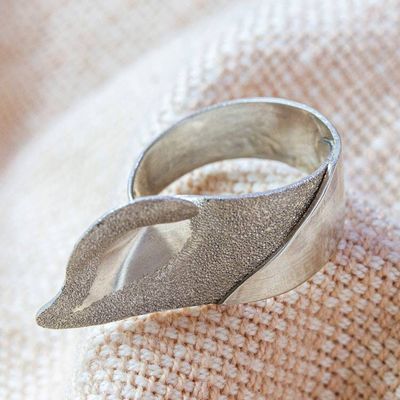 Alternate image for Floral and Modern Sterling Silver Wrap Ring from Mexico Peace Lily