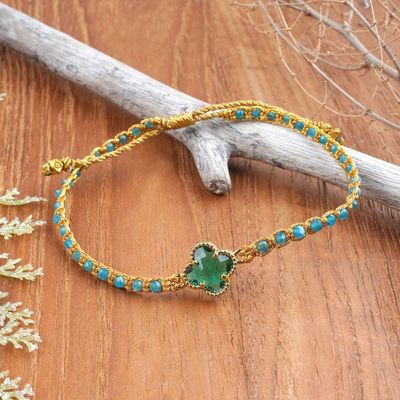 Alternate image for Eco-Friendly Gold-Accented Apatite Recycled Glass Bracelet Flower of Glam