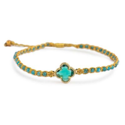 Alternate image for Eco-Friendly Gold-Accented Apatite Recycled Glass Bracelet Flower of Glam