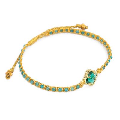 Alternate image for Eco-Friendly Gold-Accented Apatite Recycled Glass Bracelet Flower of Glam