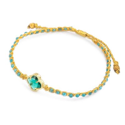 Alternate image for Eco-Friendly Gold-Accented Apatite Recycled Glass Bracelet Flower of Glam