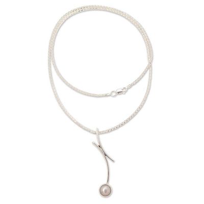 Alternate image for 950 Silver Cultured Pearl Pendant Necklace from Mexico Curvy Beauty