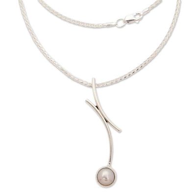 Alternate image for 950 Silver Cultured Pearl Pendant Necklace from Mexico Curvy Beauty