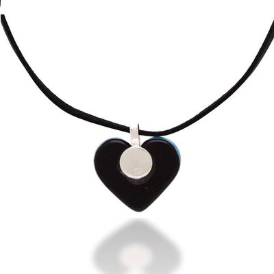 Alternate image for Heart-Themed Green Art Glass and Faux Suede Pendant Necklace Heartfelt Hope