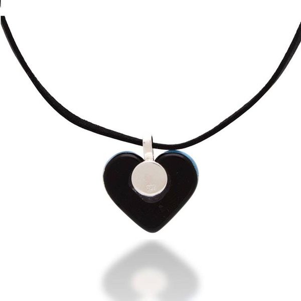 Alternate image for Heart-Themed Green Art Glass and Faux Suede Pendant Necklace Heartfelt Hope
