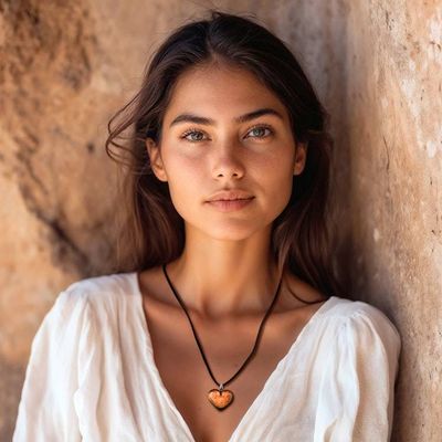 Alternate image for Copper-Toned Art Glass and Faux Suede Heart Pendant Necklace Heartfelt Victory