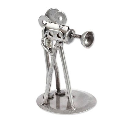 Alternate image for Recycled Metal Auto Parts Sculpture Eco Friendly Mexico Rustic Camera Man
