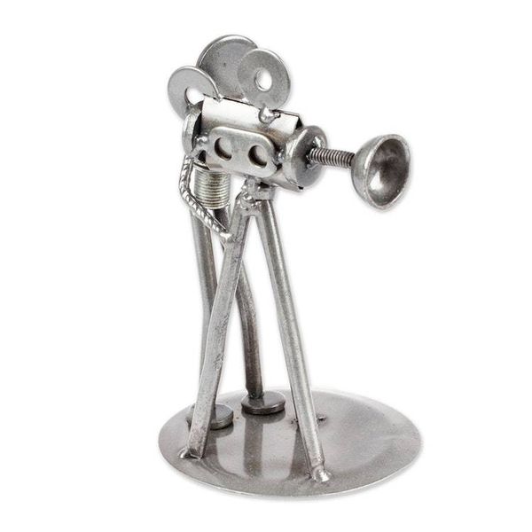 Alternate image for Recycled Metal Auto Parts Sculpture Eco Friendly Mexico Rustic Camera Man