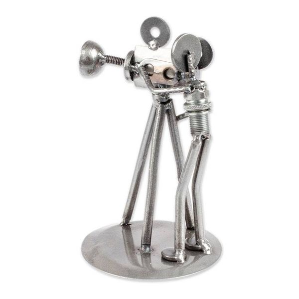 Alternate image for Recycled Metal Auto Parts Sculpture Eco Friendly Mexico Rustic Camera Man