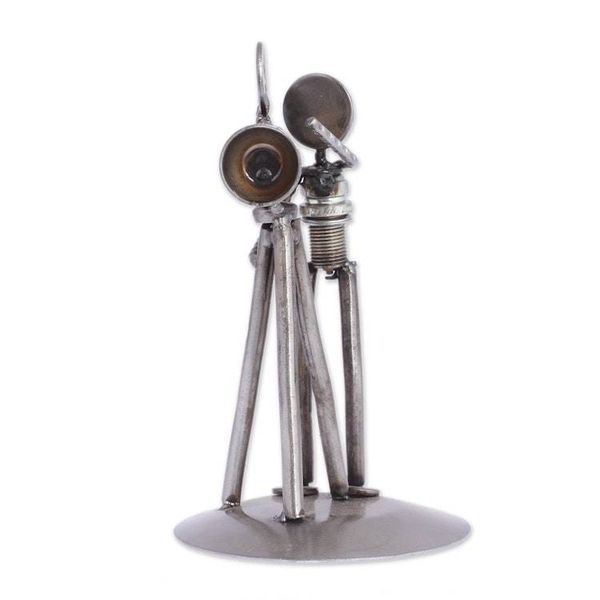 Alternate image for Recycled Metal Auto Parts Sculpture Eco Friendly Mexico Rustic Camera Man