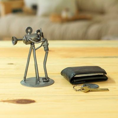 Alternate image for Recycled Metal Auto Parts Sculpture Eco Friendly Mexico Rustic Camera Man