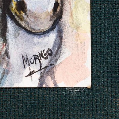 Alternate image for Expressionist Watercolor Painting of Woman and White Horse Woman with White Horse