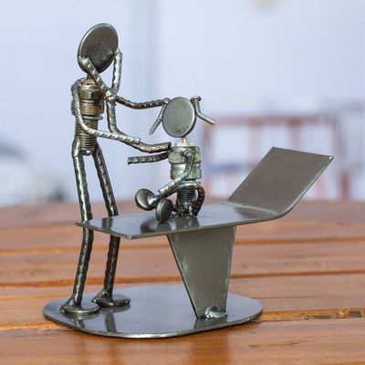 Alternate image for Handcrafted Recycled Metal Mexico Rustic Doctor Sculpture Pediatricians Appointment