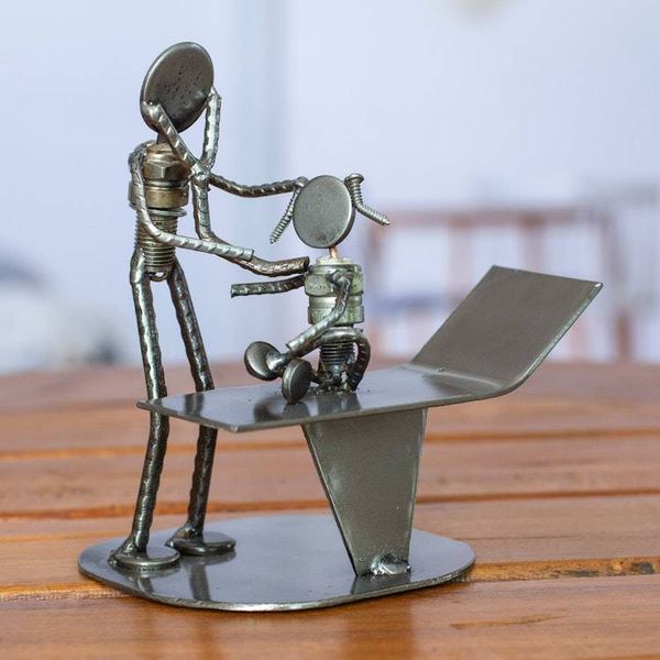 Alternate image for Handcrafted Recycled Metal Mexico Rustic Doctor Sculpture Pediatricians Appointment