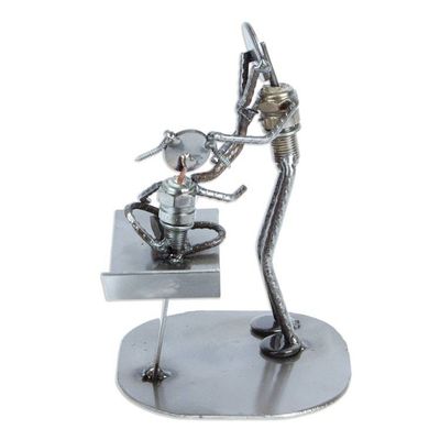 Alternate image for Handcrafted Recycled Metal Mexico Rustic Doctor Sculpture Pediatricians Appointment