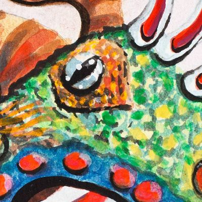 Alternate image for Expressionist Watercolor Alebrije Horned Lizard Painting Horned Lizard Alebrije