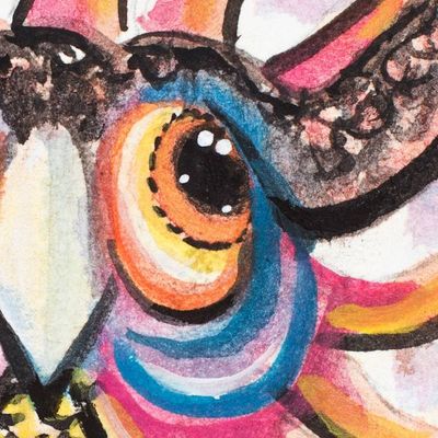 Alternate image for Traditional Expressionist Watercolor Alebrije Owl Painting Owl Alebrije