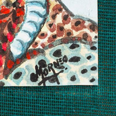 Alternate image for Classic Expressionist Watercolor Alebrije Red Snake Painting Red-Dot Snake Alebrije