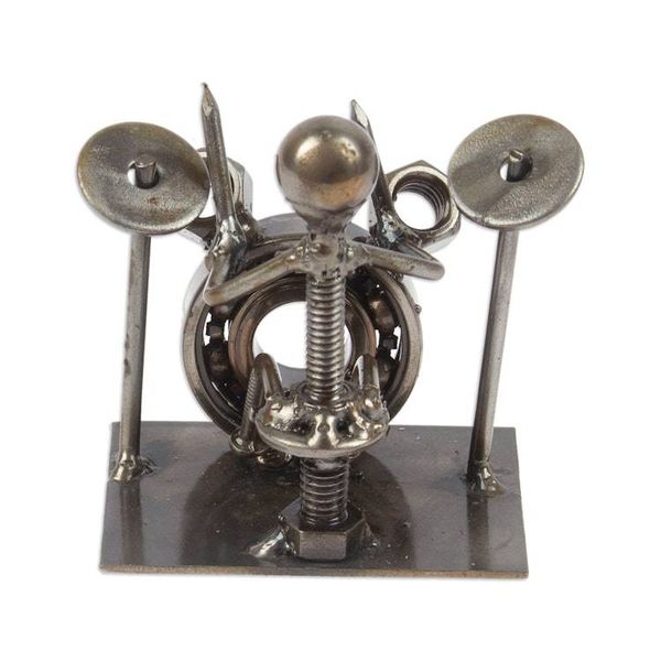 Alternate image for Drummer-Themed Eco-Friendly Recycled Metal Figurine Drums Star