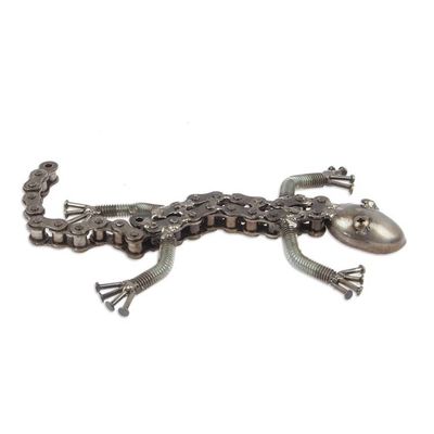 Alternate image for Playful Lizard Themed Eco-Friendly Recycled Metal Figurine Playful Lizard