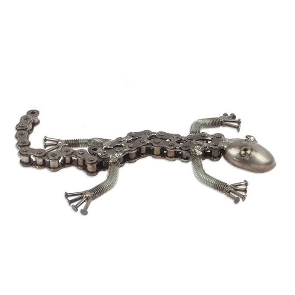 Alternate image for Playful Lizard Themed Eco-Friendly Recycled Metal Figurine Playful Lizard