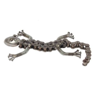 Alternate image for Playful Lizard Themed Eco-Friendly Recycled Metal Figurine Playful Lizard