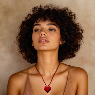 Alternate image for Handcrafted Adjustable Fused Glass Heart Pendant Necklace My Scarlet Love