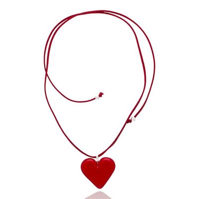 Alternate image for Handcrafted Adjustable Fused Glass Heart Pendant Necklace My Scarlet Love