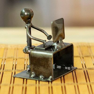 Primary image for Man at Office Desk Eco-Friendly Recycled Metal Figurine Busy at the Office