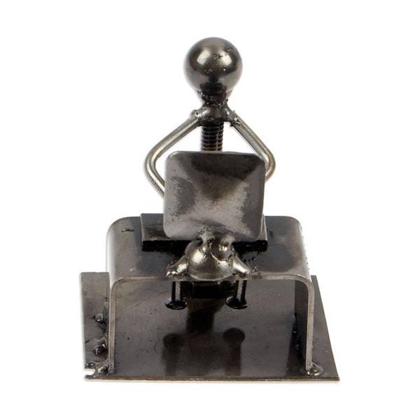 Alternate image for Man at Office Desk Eco-Friendly Recycled Metal Figurine Busy at the Office