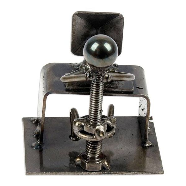 Alternate image for Man at Office Desk Eco-Friendly Recycled Metal Figurine Busy at the Office