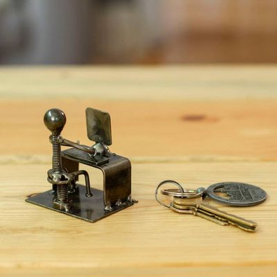 Alternate image for Man at Office Desk Eco-Friendly Recycled Metal Figurine Busy at the Office