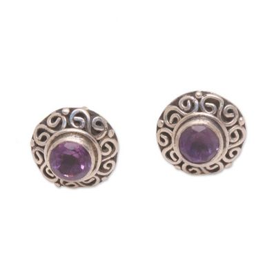 Primary image for Swirl Pattern Amethyst Stud Earrings from Bali God Eye